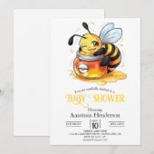 Invitation Pastel Enchanted Bee Baby shower (Devant / Derrière)