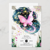 Invitation Pastel Enchanted Butterfly Anniversaire (Devant / Derrière)