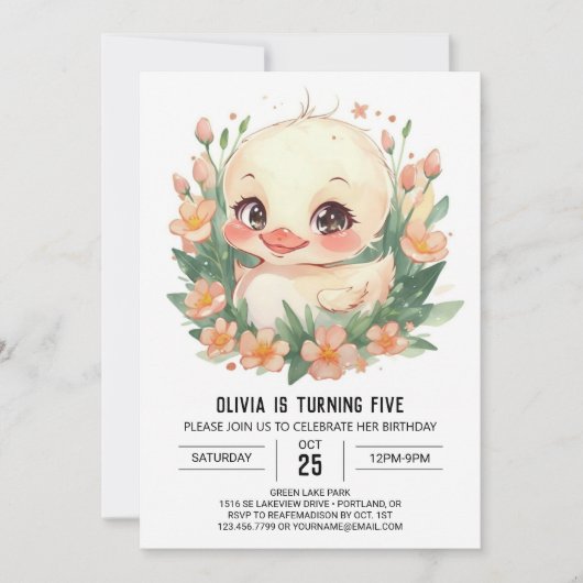 Invitation Pastel Enchanted Canard Anniversaire (Devant)
