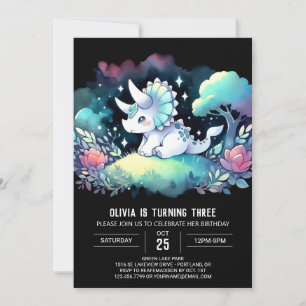Invitation Pastel Enchanted Triceratops Anniversaire