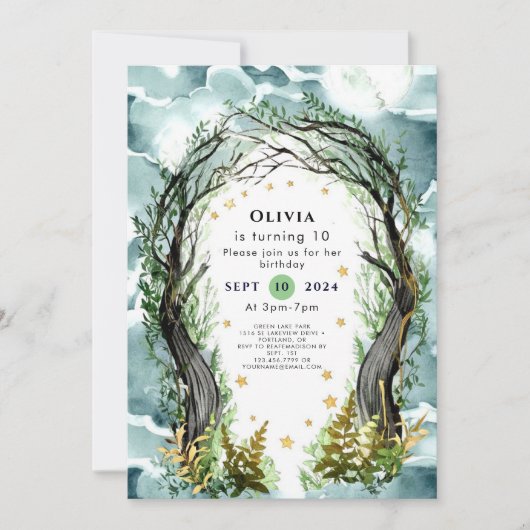 Invitation Pastel Enchantement Woodland Anniversaire (Devant)