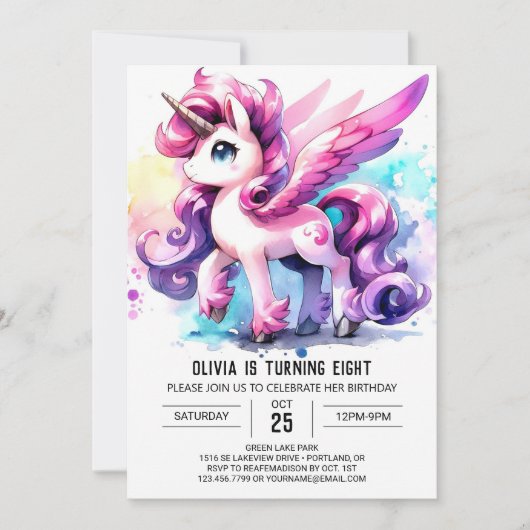 Invitation Pastel Enfants Cheval Anniversaire (Devant)