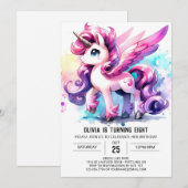 Invitation Pastel Enfants Cheval Anniversaire (Devant / Derrière)