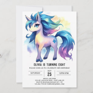Invitation Pastel Enfants Horse Anniversaire