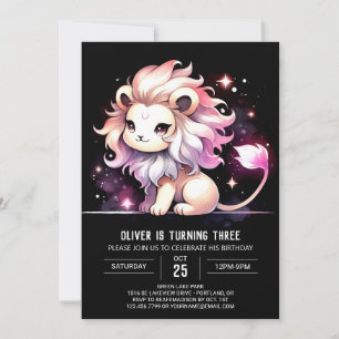 Invitation Pastel Enfants Lion Anniversaire