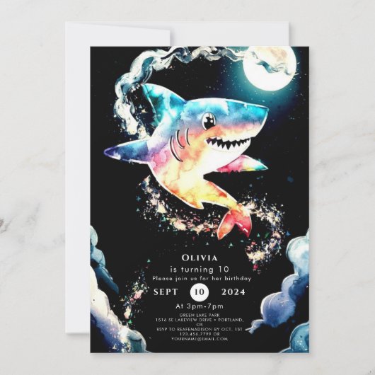 Invitation Pastel Enfants Requin sous-marin Anniversaire (Devant)
