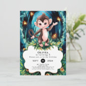 Invitation Pastel Enfants Singe Anniversaire (Debout devant)