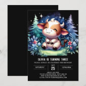 Invitation Pastel Enfants Vache Anniversaire (Devant / Derrière)