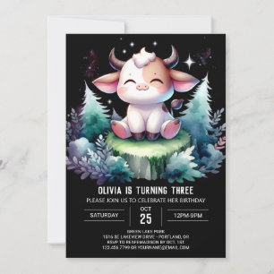 Invitation Pastel Enfants Vache Anniversaire