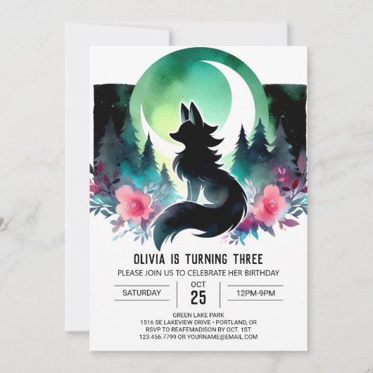 Invitation Pastel Enfants Wolf Anniversaire (Devant)