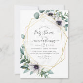 Invitation Pastel Eucalyptus Anemone Baby shower géométrique (Devant)