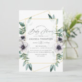 Invitation Pastel Eucalyptus Anemone Baby shower géométrique (Debout devant)