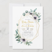 Invitation Pastel Eucalyptus Anemone Baby shower géométrique (Devant)