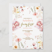Invitation Pastel Fairy jardin fleuri thé fête anniversaire (Devant)