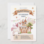 Invitation Pastel Fairytale Unicorn Castle Girl Anniversaire (Devant)