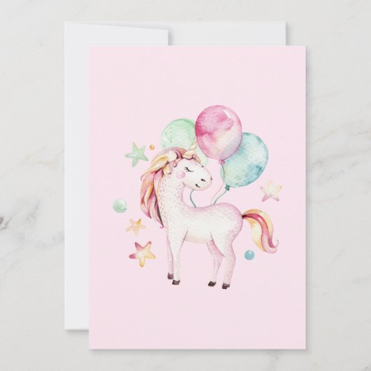 Invitation Pastel Fairytale Unicorn fille Anniversaire (Dos)