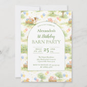 Invitation Pastel Farm Animals Barn Party 1st Birthday (Devant)