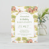 Invitation Pastel Farm Animals Barnyard 1st Birthday (Debout devant)