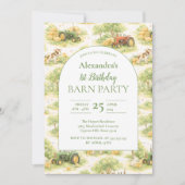Invitation Pastel Farm Tractor Barnyard 1st Birthday (Devant)