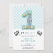Invitation Pastel Fast One Birthday Car (Devant)