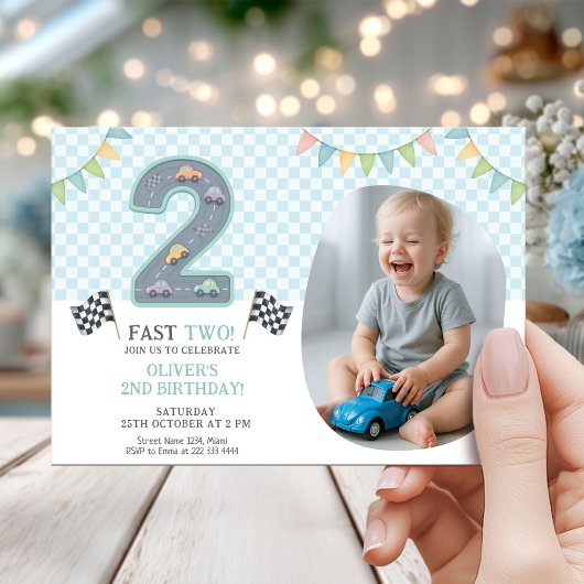 Invitation Pastel Fast Two Birthday Car