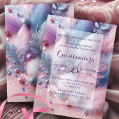 Invitation Pastel Feaths Pearls Parties scintillant Feuilles 