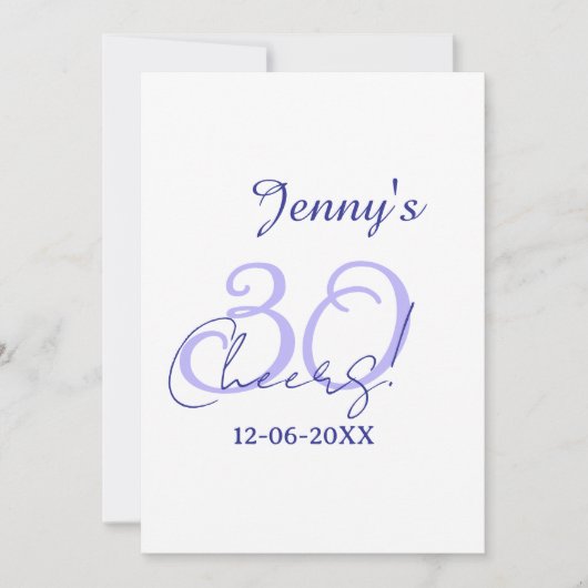 Invitation Pastel félicite 30 ans violet élégant nom da (Devant)