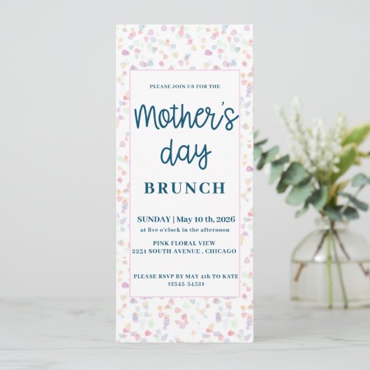 Invitation Pastel Fête des Mères Brunch (Debout devant)
