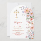 Invitation Pastel Fleur sauvage Arch Baptême (Devant)