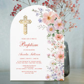 Invitation Pastel Fleur sauvage Arch Baptême