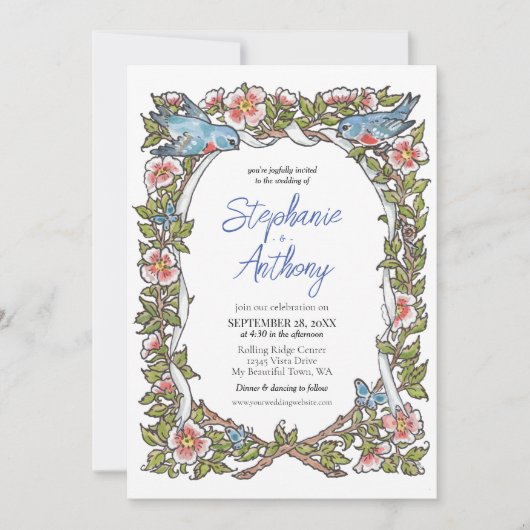 Invitation Pastel Fleur sauvage Bird Floral Frontière Boho Ma (Devant)