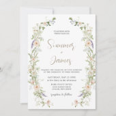 Invitation Pastel Fleur sauvage Delicate Floral Wreath Mariag (Devant)