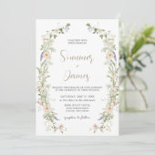 Invitation Pastel Fleur sauvage Delicate Floral Wreath Mariag (Debout devant)