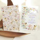 Invitation Pastel Fleur sauvage Fairy Premier Anniversaire Fê