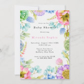 Invitation Pastel Fleur sauvage Florals Baby shower neutre (Devant)