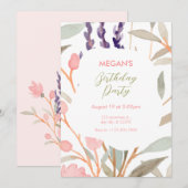 Invitation Pastel Floral Aquarelle Brunch anniversaire (Devant / Derrière)