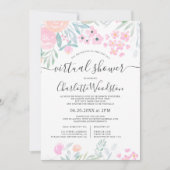 Invitation Pastel floral aquarelle script douche virtuelle (Devant)