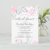 Invitation Pastel floral aquarelle script douche virtuelle (Debout devant)