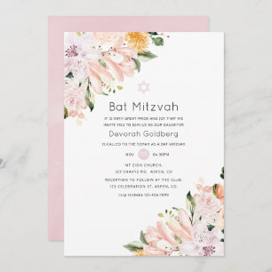 Invitation Pastel Floral Bat mitzvah
