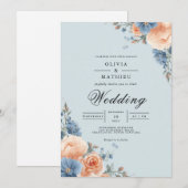 Invitation Pastel Floral Corner Wedding (Devant / Derrière)