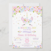 Invitation Pastel floral d'invitation d'anniversaire de (Devant)