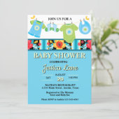 Invitation Pastel Floral et Plaid Boy Baby shower (Debout devant)