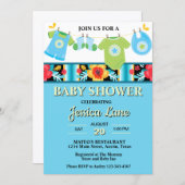 Invitation Pastel Floral et Plaid Boy Baby shower (Devant / Derrière)