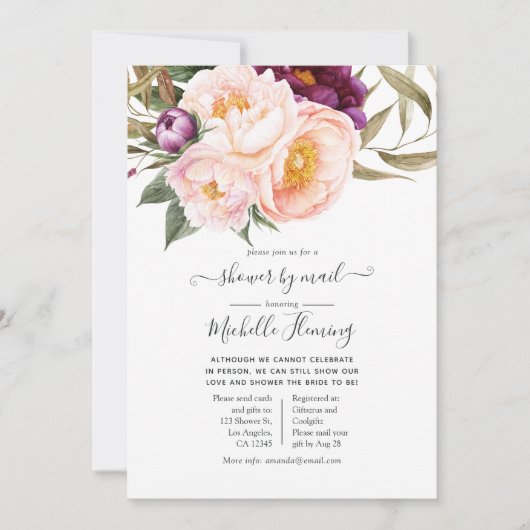 Invitation Pastel Floral Fête des mariées par la poste (Devant)