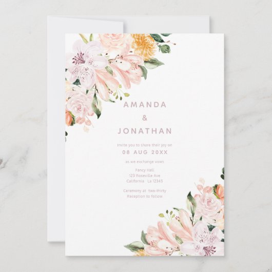 Invitation Pastel Floral Mariage (Devant)
