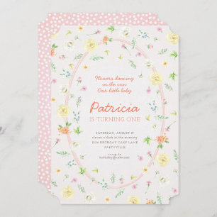 Invitation Pastel Floral Premier Anniversaire