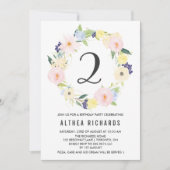 Invitation Pastel Floral Wreath Anniversaire de enfant Party  (Devant)