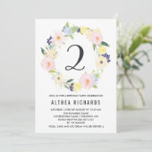 Invitation Pastel Floral Wreath Anniversaire de enfant Party  (Debout devant)