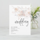 Invitation Pastel Florals Blush Peach Grey Mariage (Debout devant)