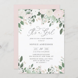 Invitation Pastel Flowers Parties scintillant C'est un Baby s